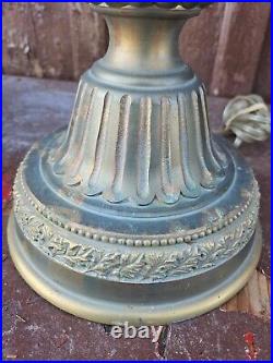 STIFFEL RARE oxidized Bronze Cast Metal Vintage Table Lamp MCM Grapes Scroll 32