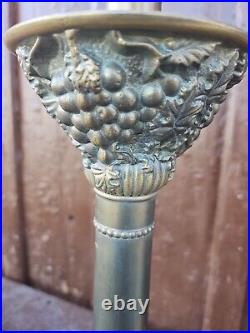 STIFFEL RARE oxidized Bronze Cast Metal Vintage Table Lamp MCM Grapes Scroll 32