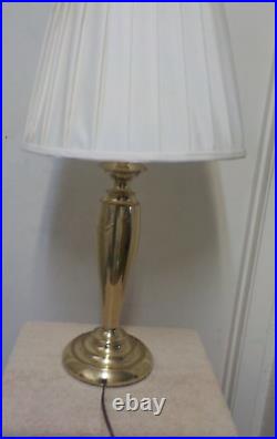 STIFFEL Vintage Mid Century 30 INCH Brass 3 Way Table Lamp With Original Shade
