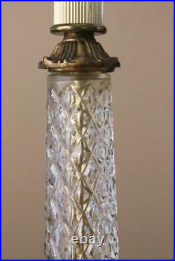 SUBLIME! MID CENTURY CRYSTAL BRASS TABLE LAMP VTG 50s 60s MCM HOLLYWOOD REGENCY
