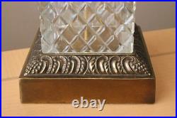 SUBLIME! MID CENTURY CRYSTAL BRASS TABLE LAMP VTG 50s 60s MCM HOLLYWOOD REGENCY