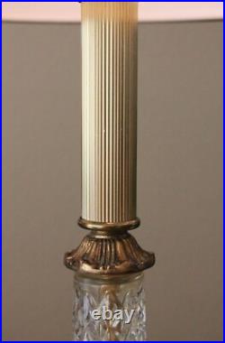 SUBLIME! MID CENTURY CRYSTAL BRASS TABLE LAMP VTG 50s 60s MCM HOLLYWOOD REGENCY
