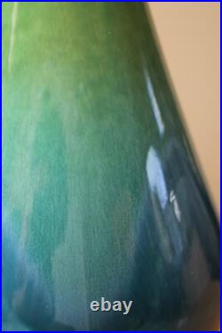 SUBLIME! MID CENTURY DANISH MODERN BLUE PORCELAIN DRIP TABLE LAMP VTG 50's 60's