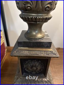 SUPERB MID CENTURY BRONZE/brass/marble URN LAMP WITH ANGELS
