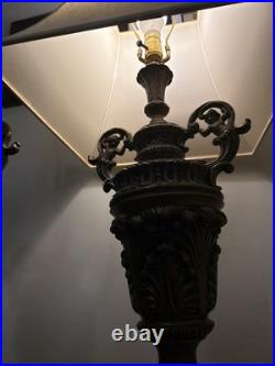 SUPERB MID CENTURY BRONZE/brass/marble URN LAMP WITH ANGELS