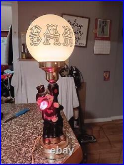 SUPER COOL! WORKS! Vintage Hobo Clown Bar Lamp Charlie Chaplin Red Nose Ceramic