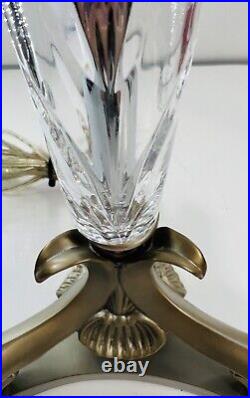 Satin Gold With Regency Cut Crystal Vintage Table Lamp With Shade 32