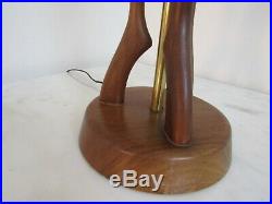 Sculptural Vtg Wood Table Lamp Mid Century Danish Modern Modeline Pearsall Style