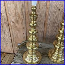 Set 2 Cooper Vintage Antique 28 Brass Candlestick Corded Table Lamp Decorative