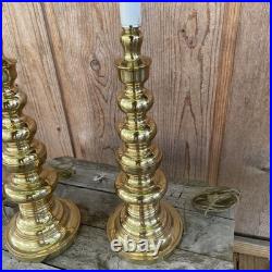 Set 2 Cooper Vintage Antique 28 Brass Candlestick Corded Table Lamp Decorative