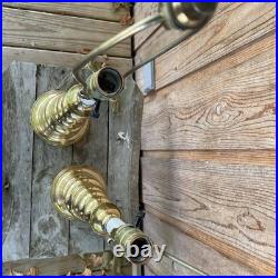 Set 2 Cooper Vintage Antique 28 Brass Candlestick Corded Table Lamp Decorative