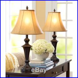 Set Of 2 Table Lamp Bedroom Living Room Nightstand Home Vintage Bronze Light New