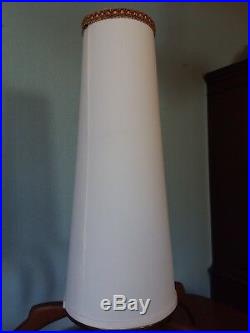 Set Pair 2 Vtg Modeline Tall Table Lamps Mid Century Modern MCM Brass Wood 32.5