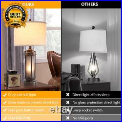 Set of 2 Farmhouse Lamps for Living Room, Rustic Vintage Bedroom Nightstand Tabl