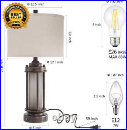 Set of 2 Farmhouse Lamps for Living Room, Rustic Vintage Bedroom Nightstand Tabl