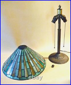 Signed Antique Arts Crafts Handel Era Stain Leaded Vintage Glass Lamp, 1910