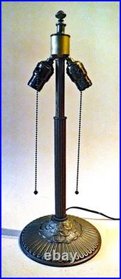 Signed Antique Arts Crafts Handel Era Stain Leaded Vintage Glass Lamp, 1910