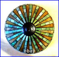 Signed Antique Arts Crafts Handel Era Stain Leaded Vintage Glass Lamp, 1910