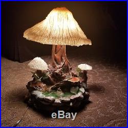 Signed Vintage Magic Mushroom Lamp Company Table Lamp Coral Burl
