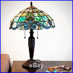 Stained Glass Tiffany Table Lamp Vintage Accent Victorian Theme