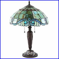 Stained Glass Tiffany Table Lamp Vintage Accent Victorian Theme