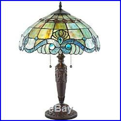 Stained Glass Tiffany Table Lamp Vintage Accent Victorian Theme