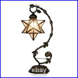 Star Glass Table Lamp, Vintage Style Table Lamp, 8x10x20 Inch Bronze Metal
