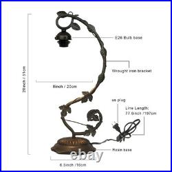 Star Glass Table Lamp, Vintage Style Table Lamp, 8x10x20 Inch Bronze Metal