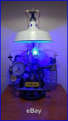 Steampunk Industrial Table Lamp Vintage One Of A Kind Authentic Art