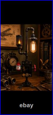 Steampunk Table lamp-IndustrialRustic Farmhouse-BedsideDeskEdison Light-Gify/Him