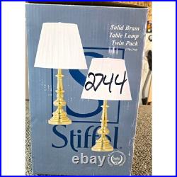 Stiffel Twin Pack Brass Table Lamps Satin/Polished Brass, Shade, 28.5 770-2744