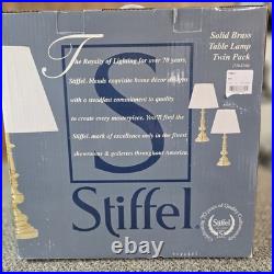 Stiffel Twin Pack Brass Table Lamps Satin/Polished Brass, Shade, 28.5 770-2744 Stiffel Twin Pack Brass Table Lamps Satin/Polished Brass, Shade, 28.5 770-2744