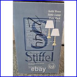 Stiffel Twin Pack Brass Table Lamps Satin/Polished Brass, Shade, 28.5 770-2744