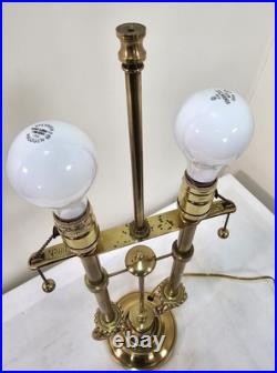 Stiffel Vintage Polished Brass Table Lamp Twin Bulb Sockets Pull Chain Ornate