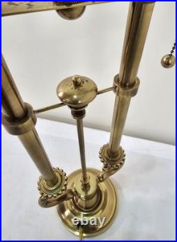 Stiffel Vintage Polished Brass Table Lamp Twin Bulb Sockets Pull Chain Ornate