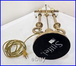 Stiffel Vintage Polished Brass Table Lamp Twin Bulb Sockets Pull Chain Ornate