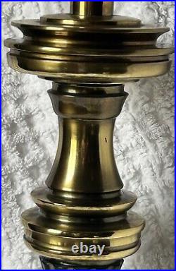 Stiffel Vintage Table Lamp 32H x 7W 1970s Brass With Brown & Black Accents