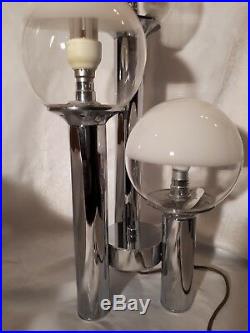 Stunning 1970s Chrome & Glass Table Lamp/light. Vintage original. Working. VGC