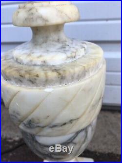 Stunning Pair of Matching Vintage Solid Marble Urn Table Lamps LARGE 18 TALL