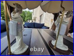 Stunning Vintage Asian Geisha Figurine Table Lamps Matching Pair 26 Tall