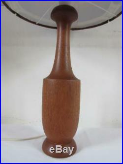 Stunning Vintage Retro 60's/70's Solid Teak Wood Table Lamp + Large Retro Shade
