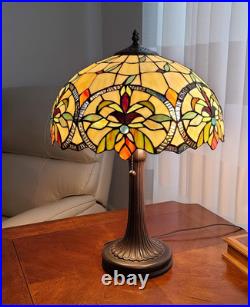 Stunning Vintage Tiffany Style 23 Table Lamp Floral Stained Glass Design