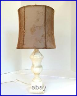 Stunning vintage Italian Marble Table Lamp Carved Urn Pedestal Design with Taupe