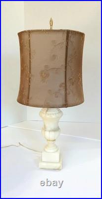 Stunning vintage Italian Marble Table Lamp Carved Urn Pedestal Design with Taupe