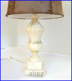 Stunning vintage Italian Marble Table Lamp Carved Urn Pedestal Design with Taupe