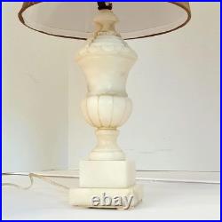 Stunning vintage Italian Marble Table Lamp Carved Urn Pedestal Design with Taupe