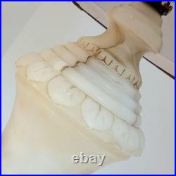 Stunning vintage Italian Marble Table Lamp Carved Urn Pedestal Design with Taupe