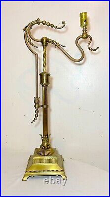 TALL rare vintage ornate victorian style solid heavy brass electric table lamp