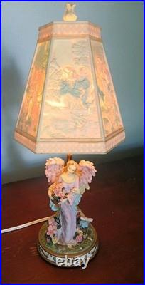 Table Lamp Angel When Turned On The Angels Appear On The Shade Vintage (R)