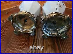 Table Lamp Ceramic Brass Base Butterflies And Moths Set of 2 Vintage